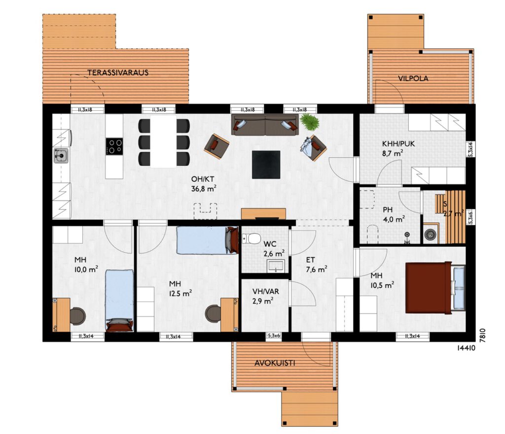 Peilikuva mallista Hirsi-Kukkola S