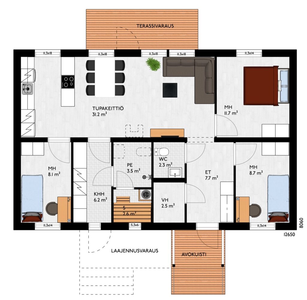 Peilikuva mallista Kiviranta 102 C