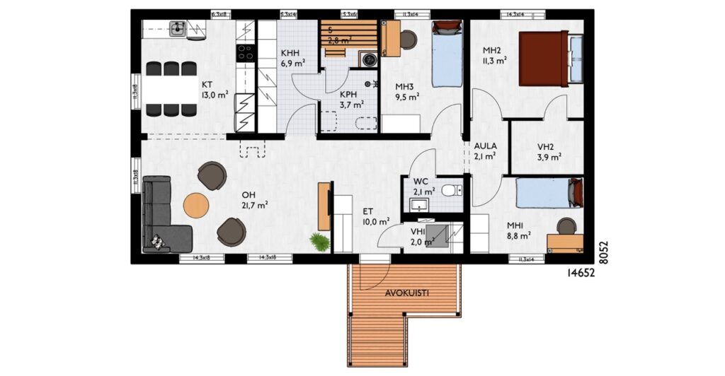 Peilikuva mallista Kukkola A