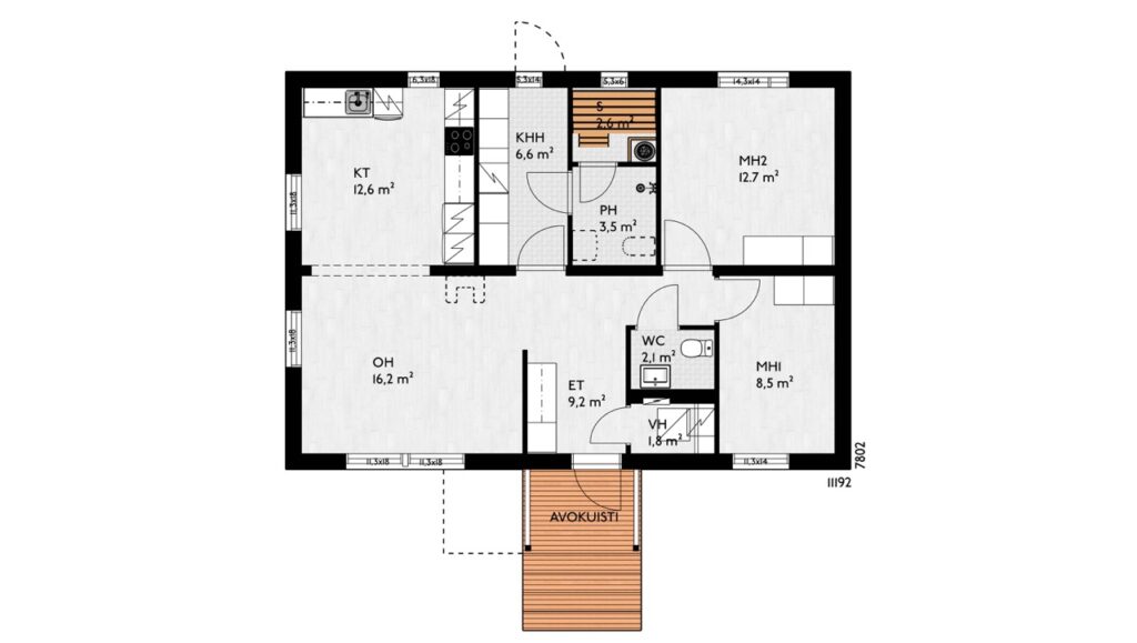 Peilikuva mallista Hirsi-Pirkkiö A